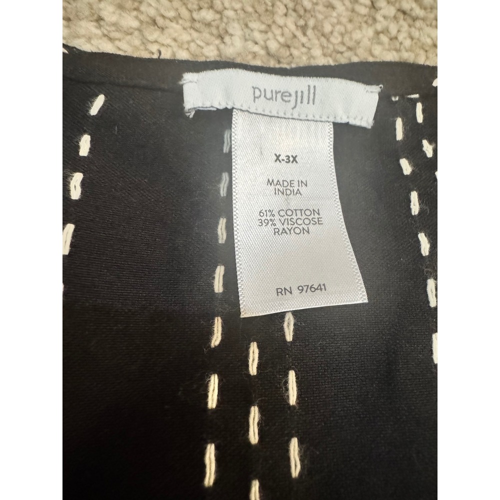 Pure Jill Women's Striped Black & White Open Front Cardigan Jacket X-3X - Picture 2 of 6